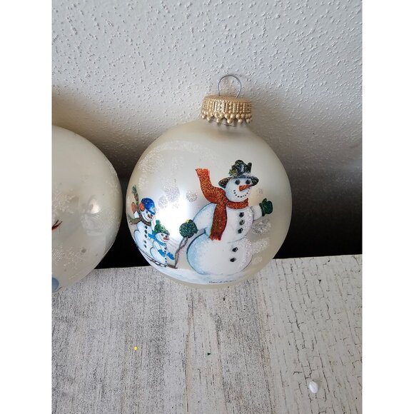 CBK snowman Cardinal sledding ball ornament midwest set Xmas tree vintage - Picture 2 of 8